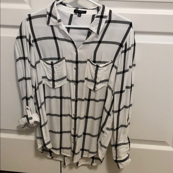 Dynamite Striped White & Black Button Down